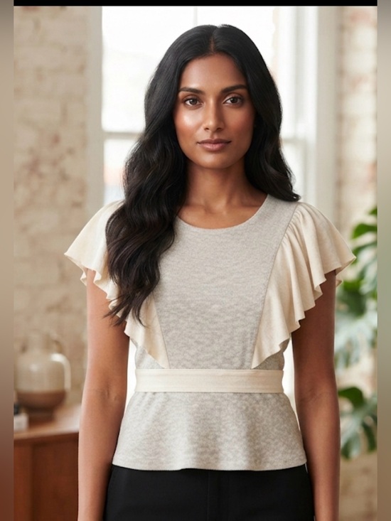 Banana Republic Factory Tops - Banana Republic Ruffle Sleeve Open Back Top